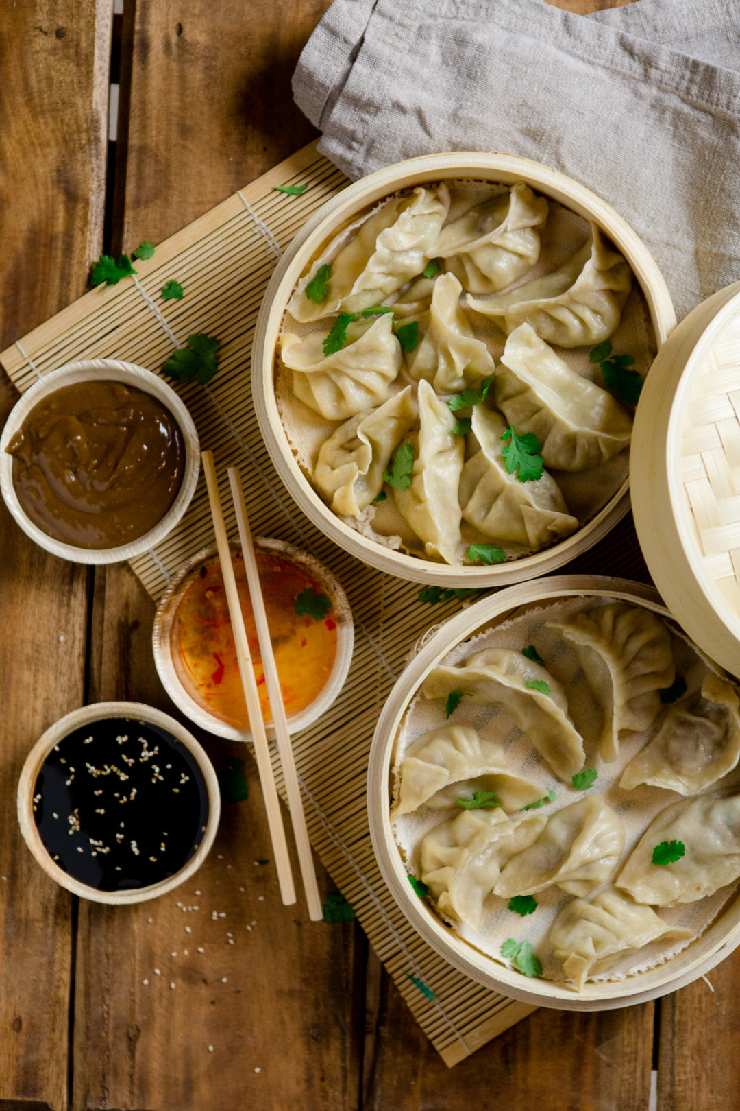 Dreierlei vegetarische Dumplings Dumplings dämpfen und füllen